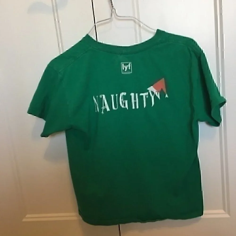 Youth size medium Naughty /Nice Christmas T-shirt